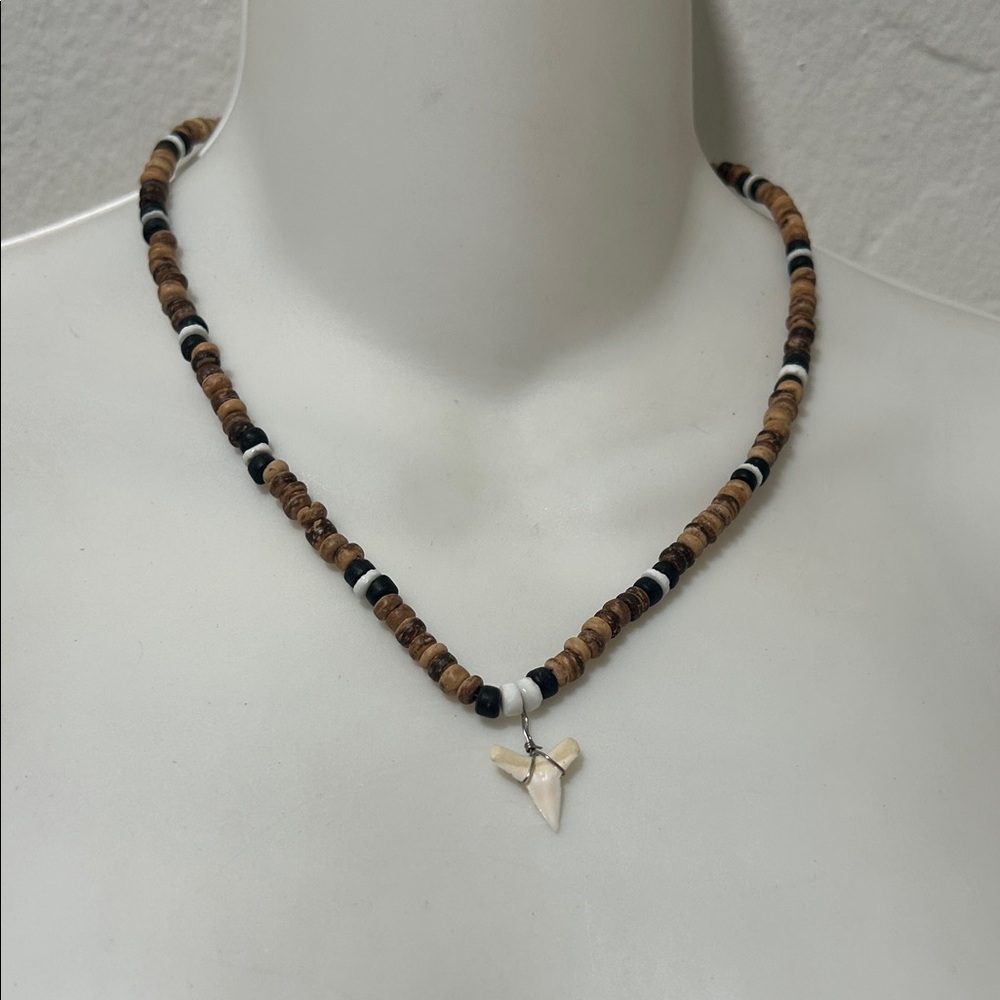Brown and Black Beaded Necklace with Pendant